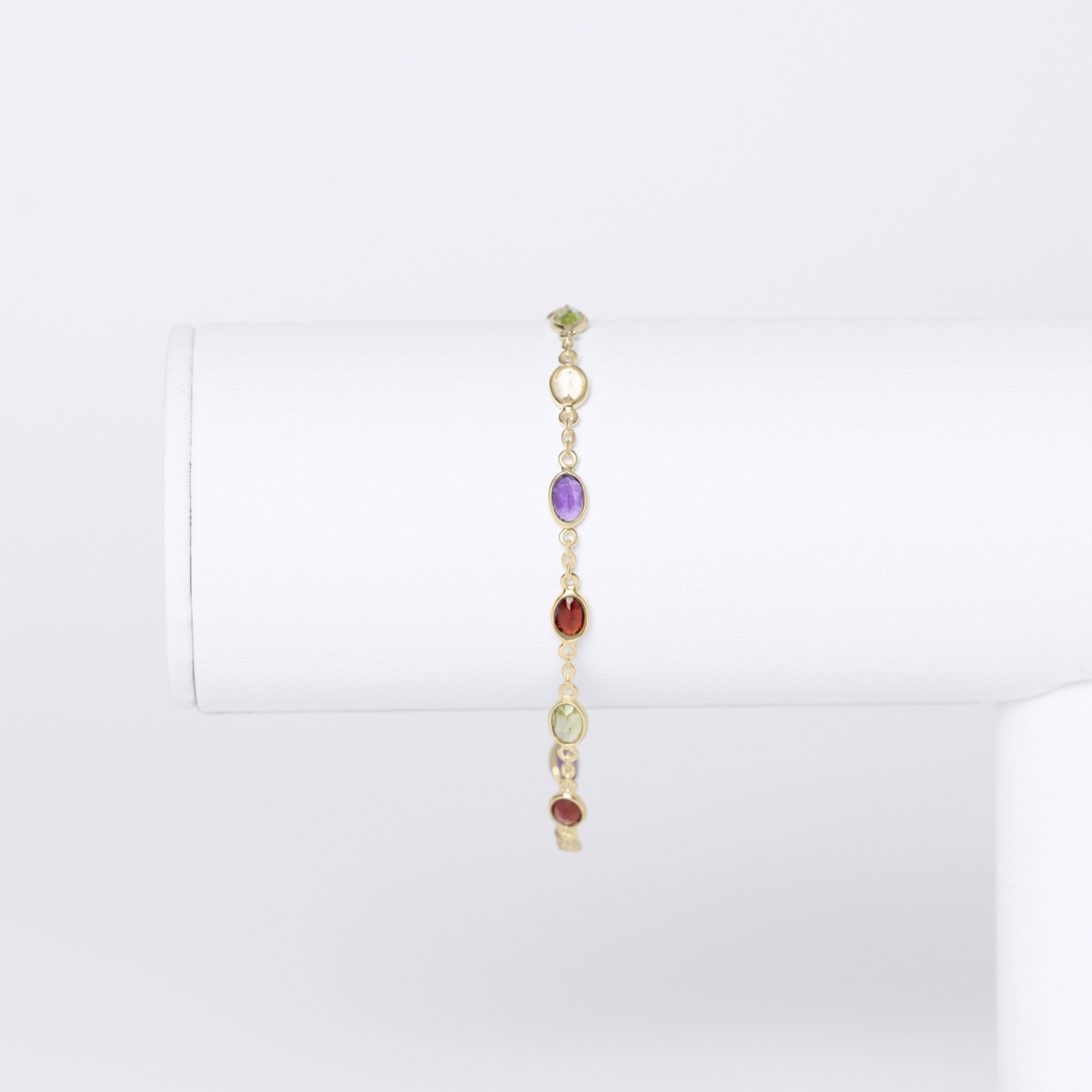 9K Gold Plated Birthstone Bracelet, Multi-Colour Cubic Zirconia Station Bracelet