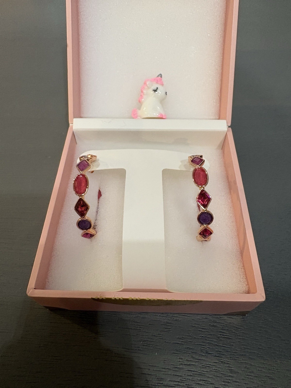 Ring Bomb Party ER45539 Rose Gold Plated Crystal Unicorn Dangle Earrings