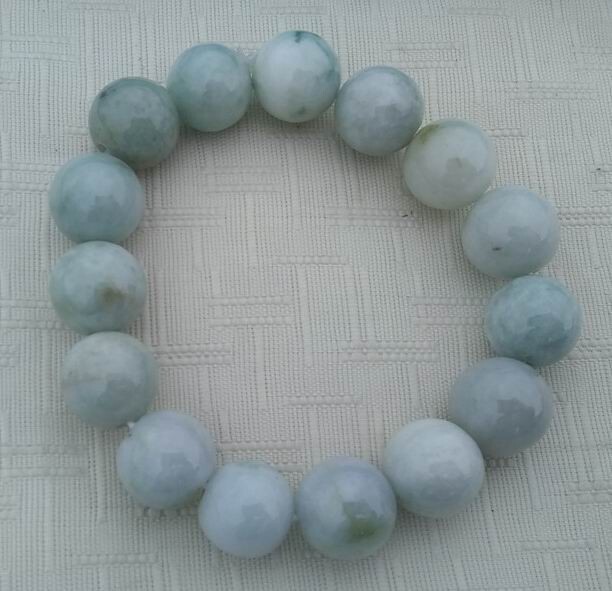 Natural jade bangle bracelet AAA 10 mm 15 Jasper beads 6 1/2 in long USA seller