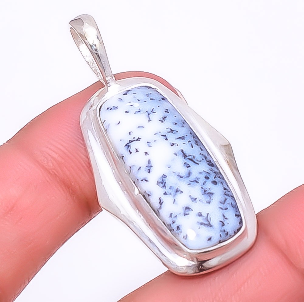 Dendritic Opal – Brazil Handmade 925 Sterling Silver Pendant 1.76″ T64