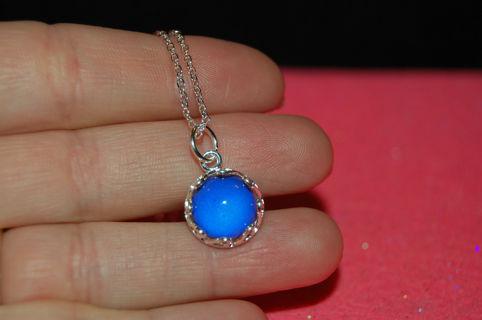 Heart Surround Mood Necklace, Sterling Silver Plated, 12mm, #A2V1