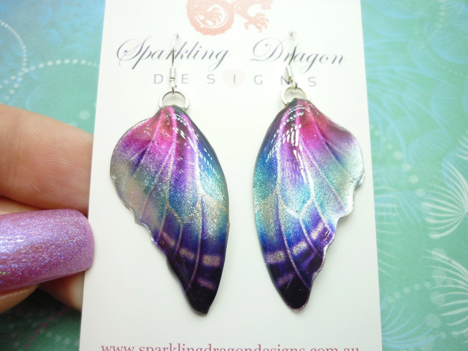 Butterfly Earrings Misty Pink, Blue & Purple – Fairy Jewellery, Fun Gift for