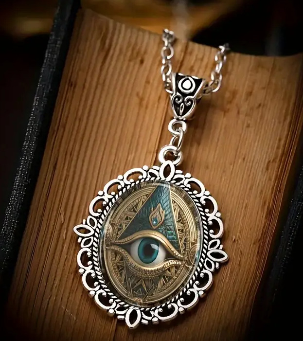Mason Gothic Oval Jewelry Vintage Silvery Elegant Evil Eye Pendant Necklace Gift
