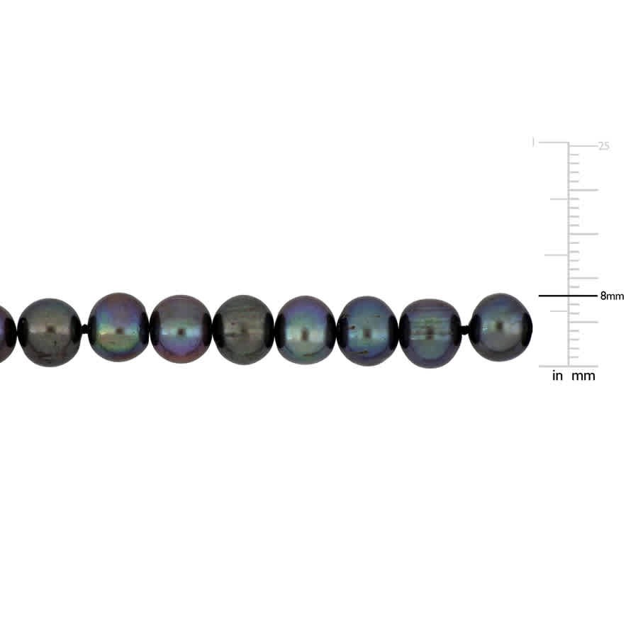 AMOUR 8-8.5mm Men’s Black Freshwater Cultured Pearl String Bracelet in Sterling