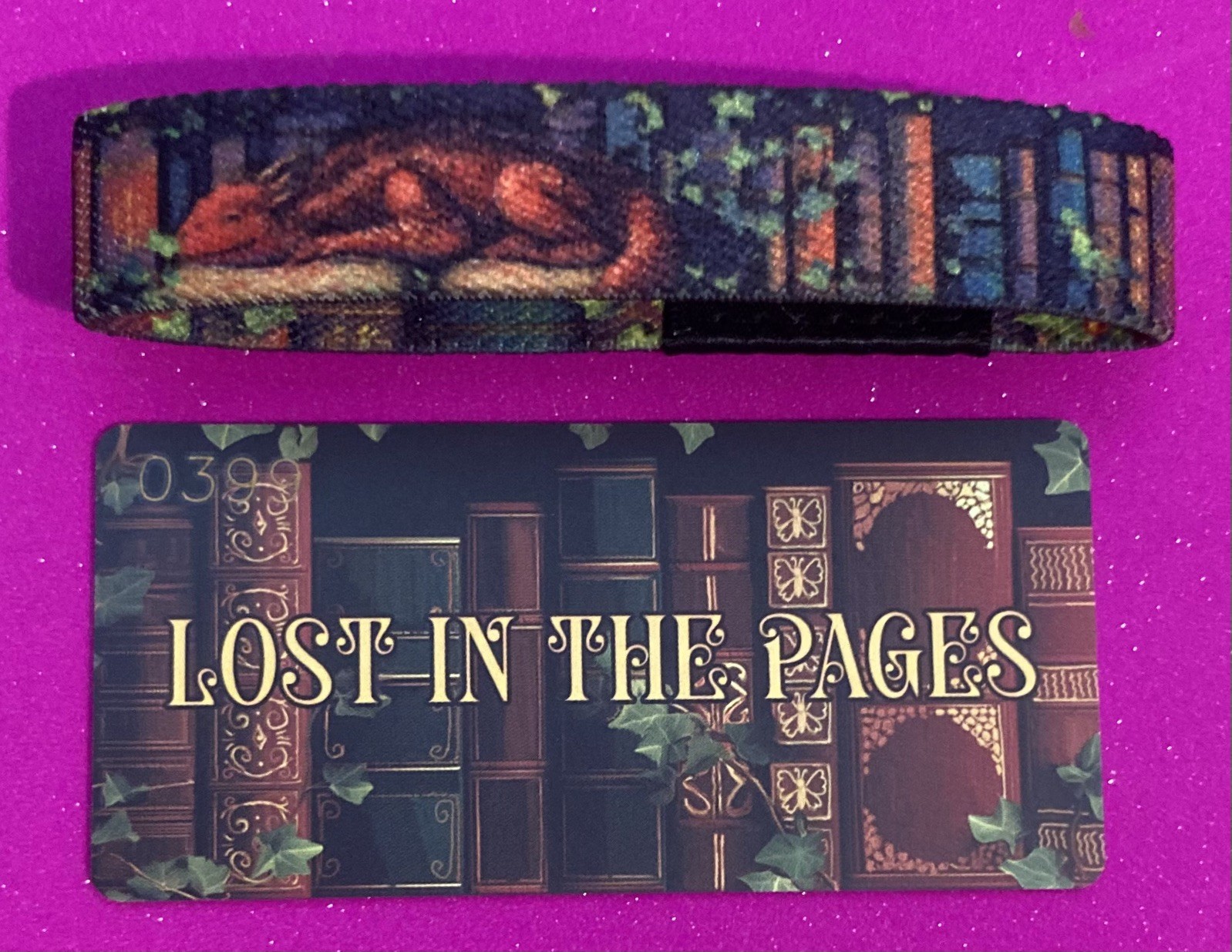 Zox Lost In The Pages Wrist Band Strap And Card. Dragon Variant. Book Themed.