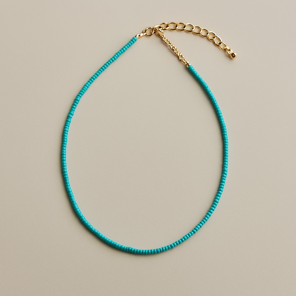 🌊 “TideGlow” Turquoise Beaded Necklace with Gold Lobster Clasp gift for him&her