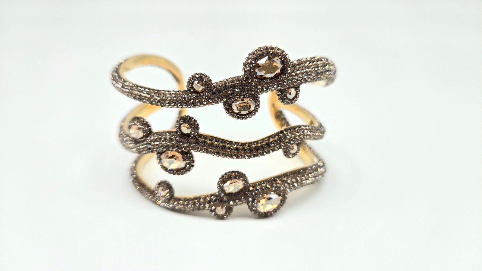 Atelier Swarovski Tigris Cuff Bracelet Crystal Pave Statement Wide Sparkle M