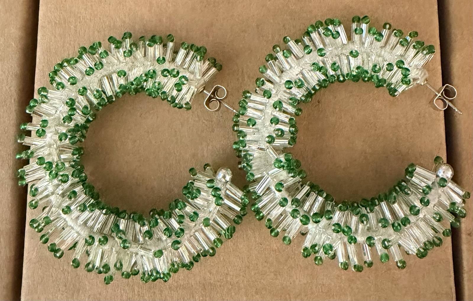 New Isabel Marant Earrings Green And White Hoops