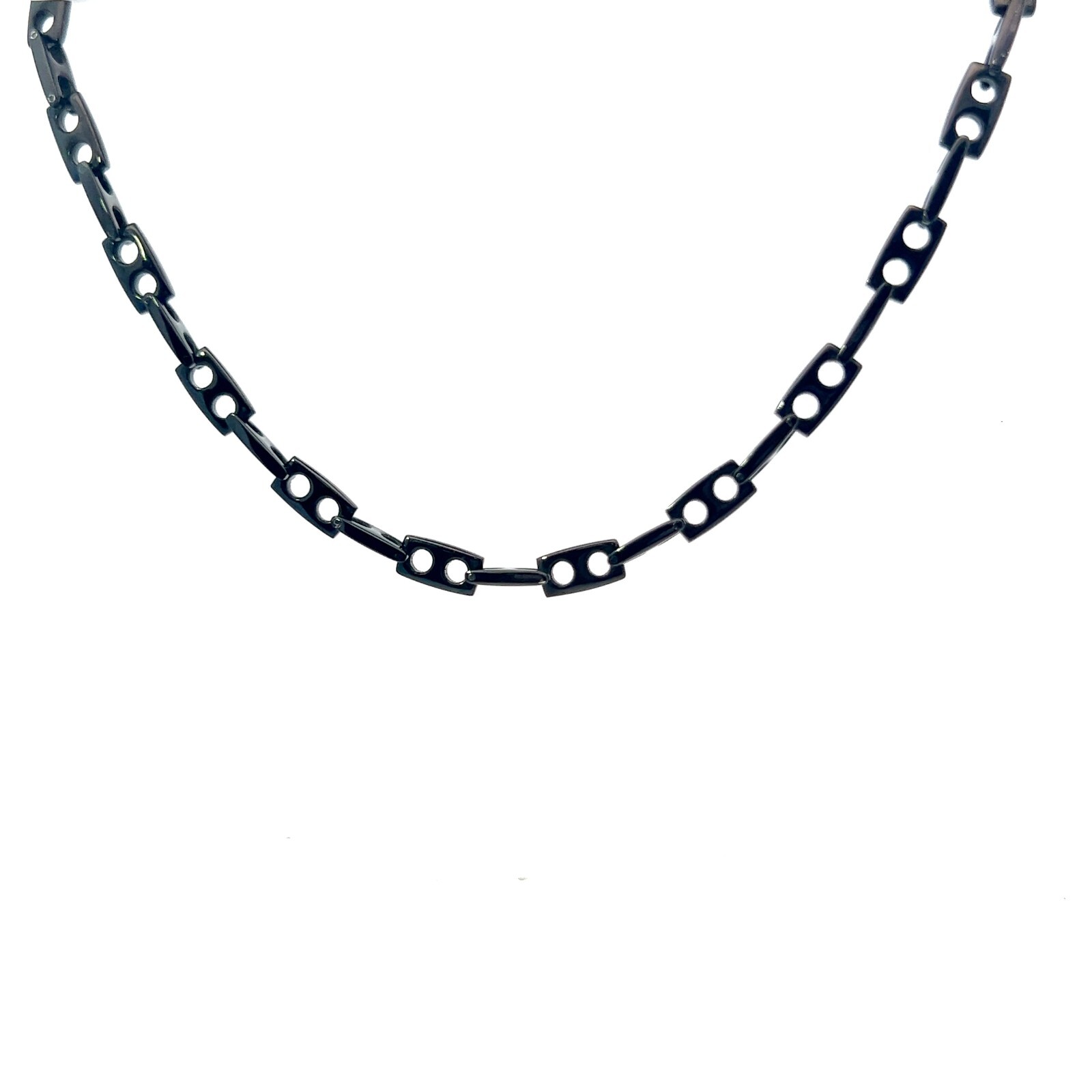 Black Ion Plated Stainless Steel Gear 6.5mm Link Necklace