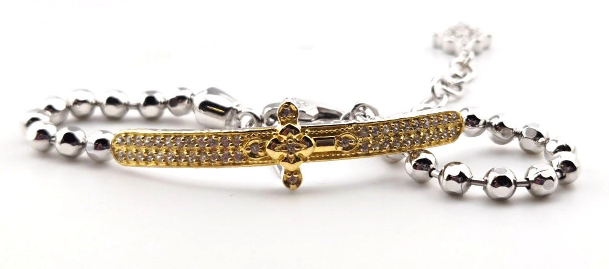 Sarda 18K Gold Message of Hope Bracelet in White Zircon #12