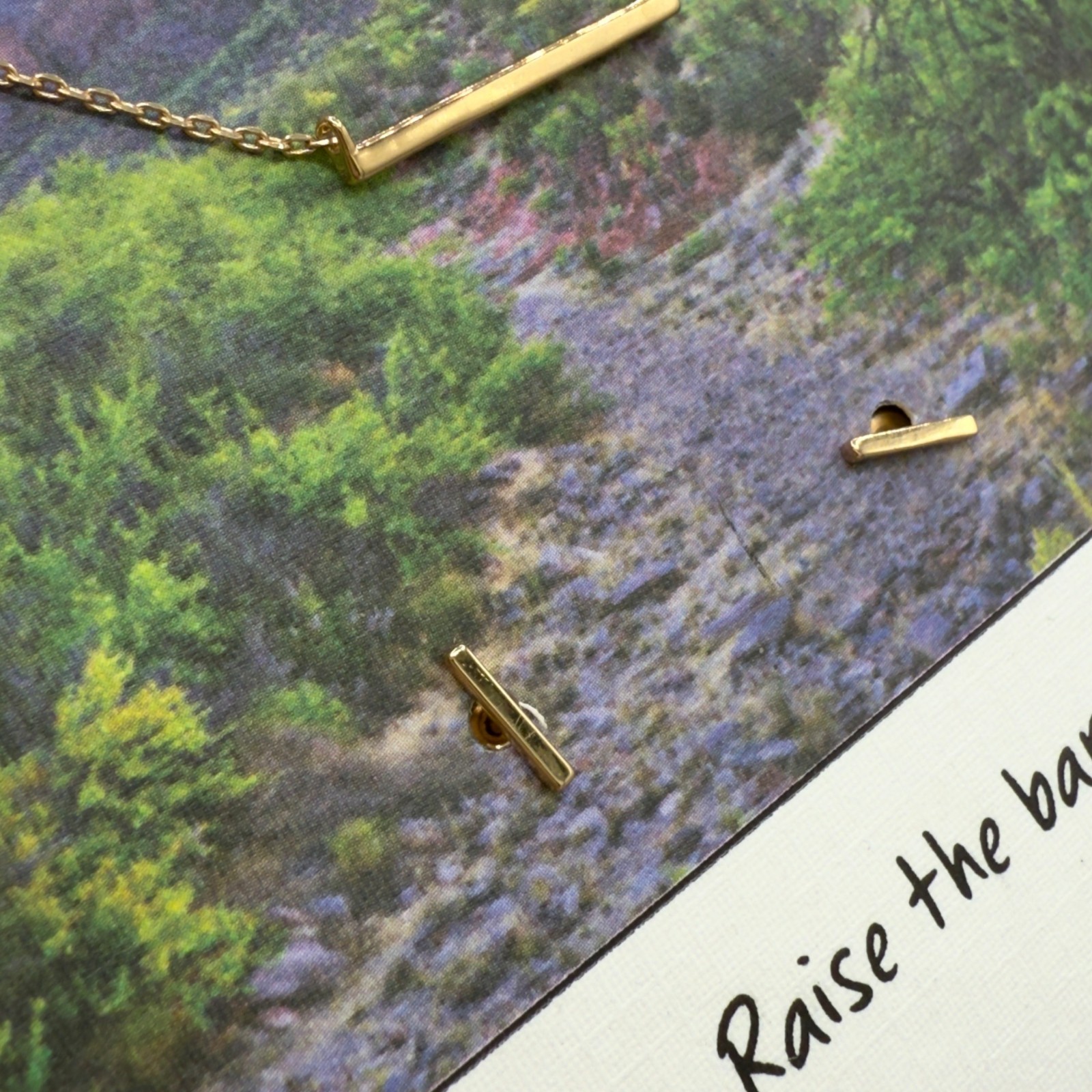 Raise the Bar Gold-tone Fine Silver Plated Necklace Earrings Set 16″ Unwritten