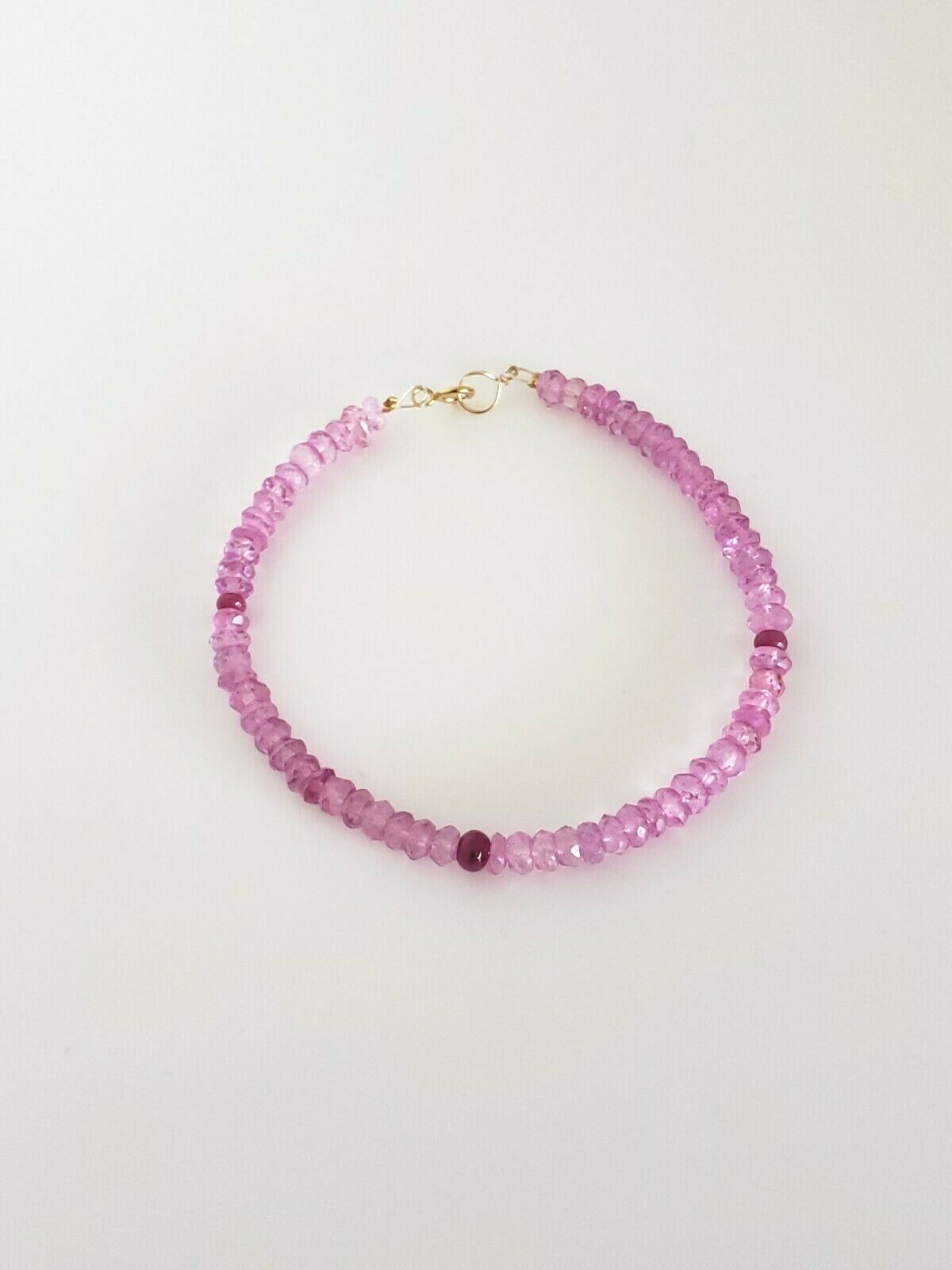Pink Topaz and Pink Sapphire Bracelet 14k Yellow Gold Rose Gold Filled or Silver