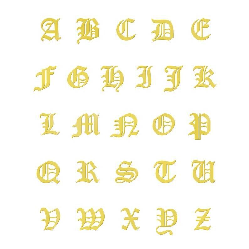 14K Solid Gold Old English Initial letter Pendants A-Z