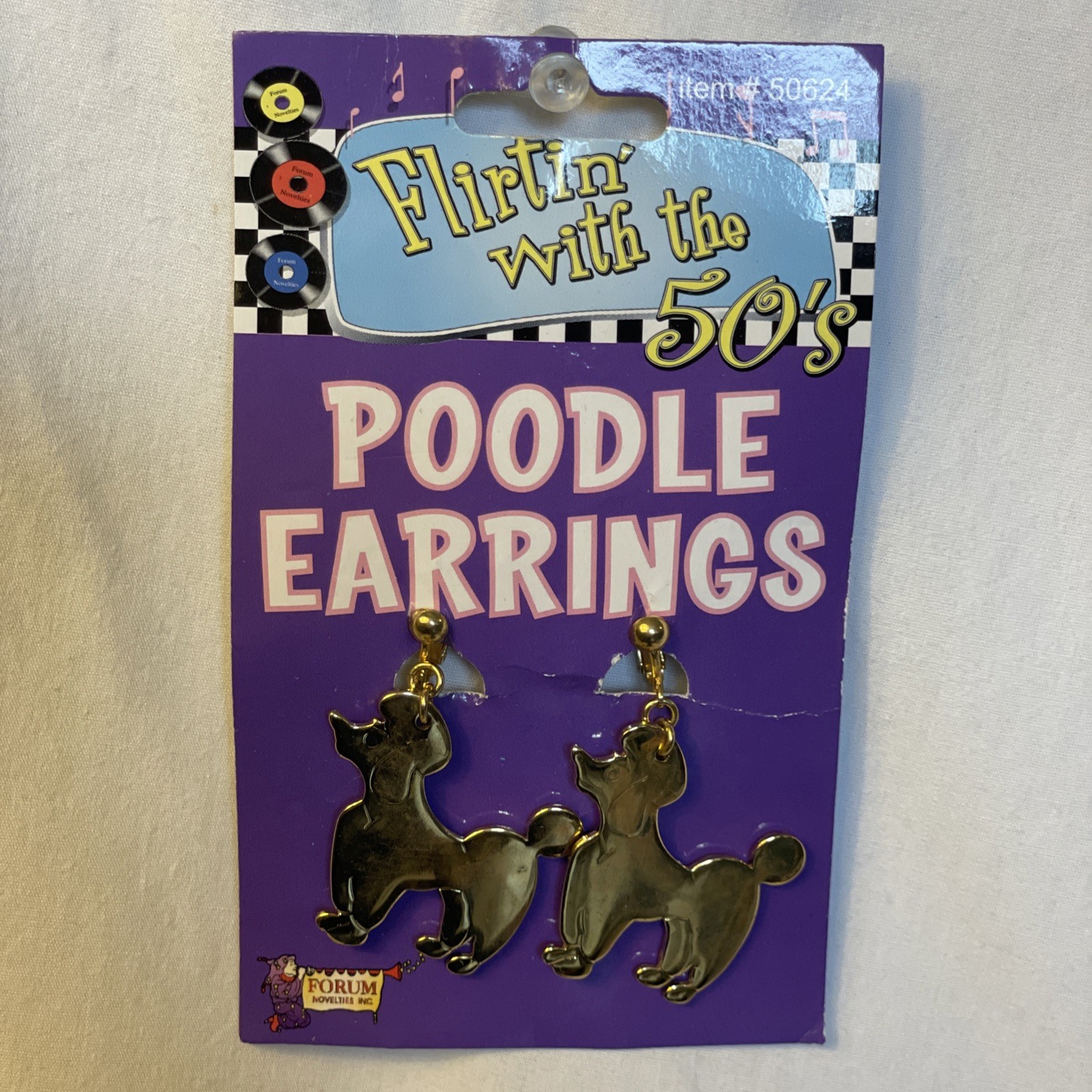 Screw Back Poodle Earrings Flirting with the 50’s Forum Novelties Dangle Dog
