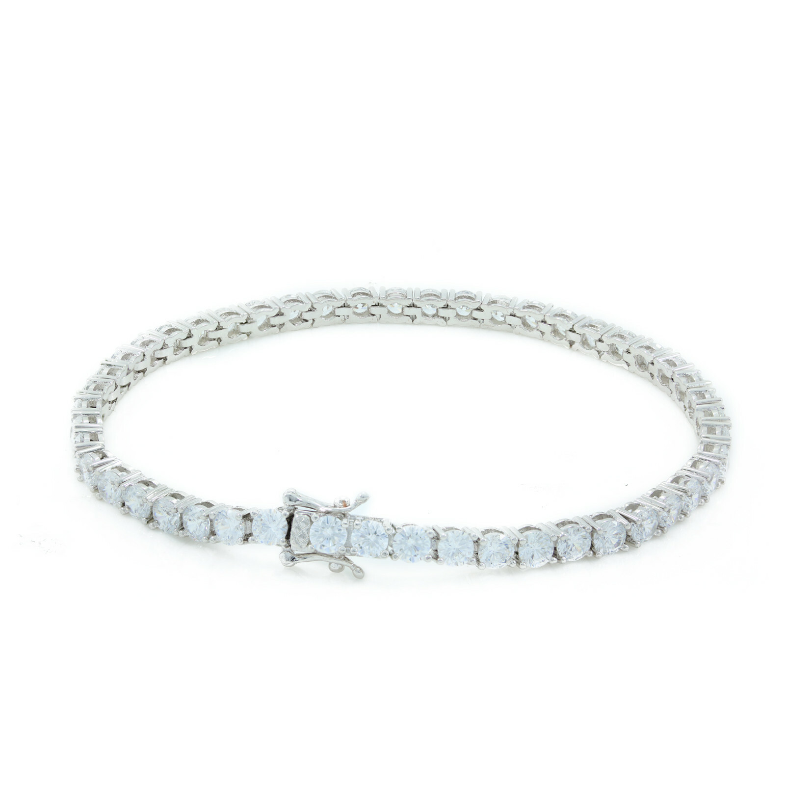 Unisex 1 Row 4mm Classic Bling Tennis Bracelet Silver Finish CZ (9 Inches)