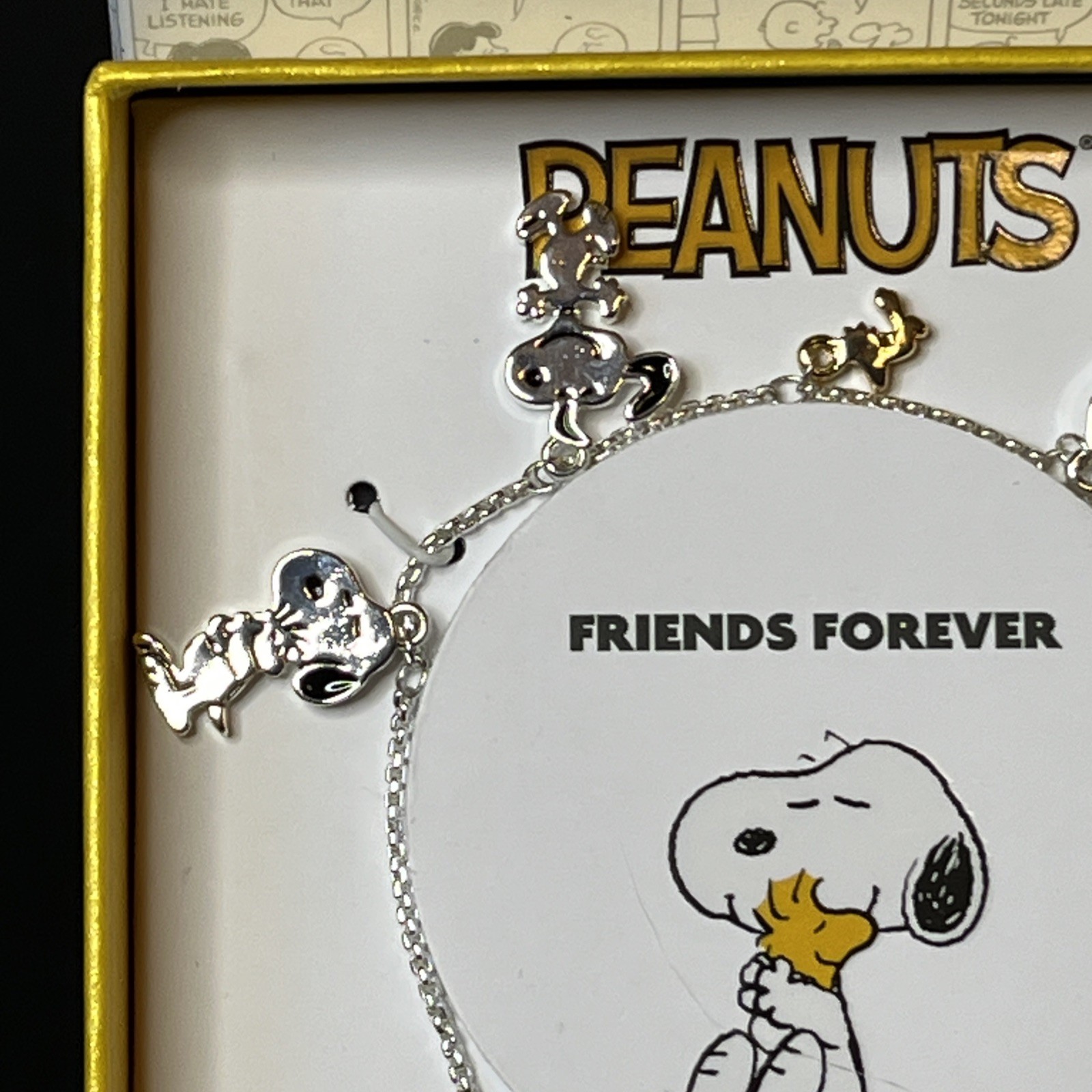 Peanuts Friends Forever Snoopy Woodstock Bracelet Gold Tone/ Fine Silver Plated