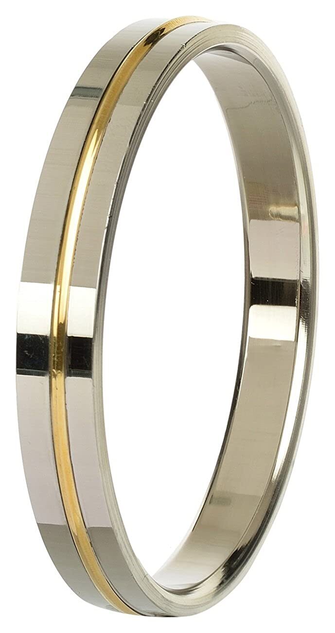 Punjabi Swagg Stainless Steel with a thin Brass Line Kada for Men 10 mm thicknes