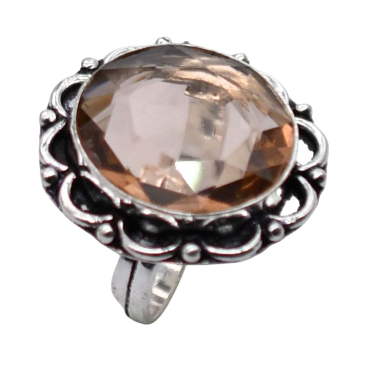 Morganite Gemstone Ethnic Handmade Antique Design Ring US Size-8 Z 125