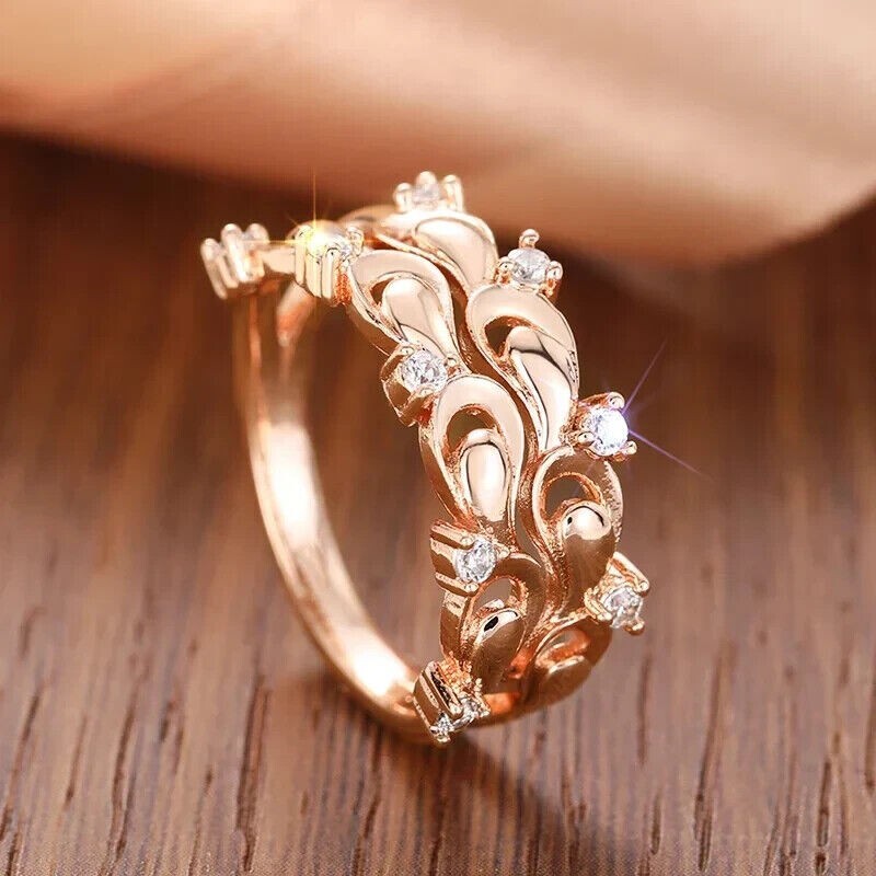 Round Cut Simulated Diamond Women’s Gorgeous Wedding Ring 14k Rose Gold Plated