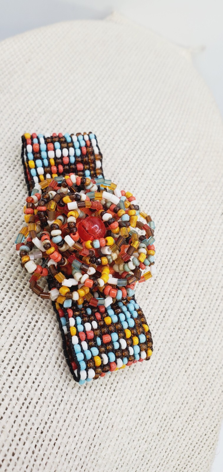 Stretch Rosette Bracelet Multi Colored Seed Bead with 3D flower te06