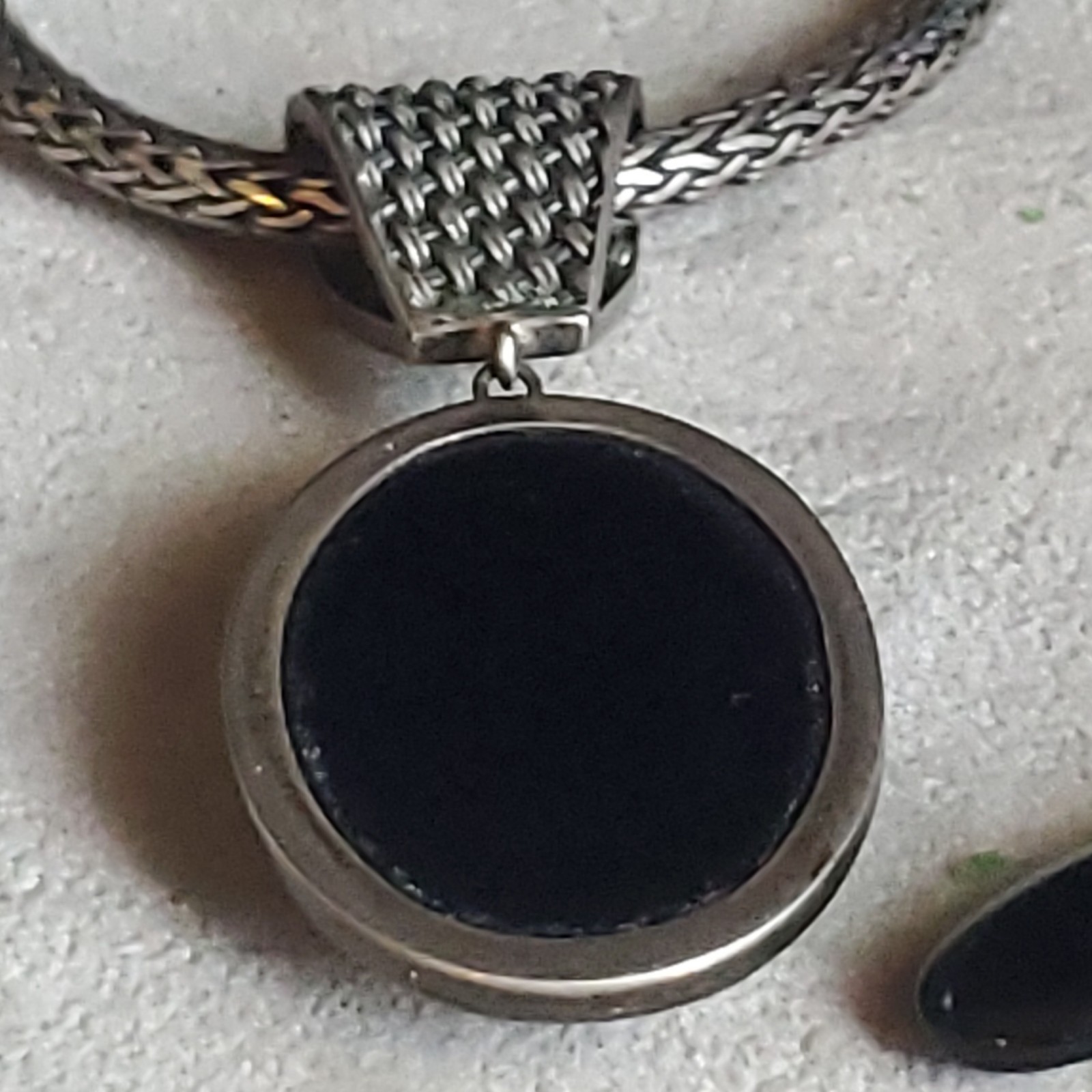925 Sterling Silver Black Onyx Oval Jewelry Set Necklace Pendant & Earrings