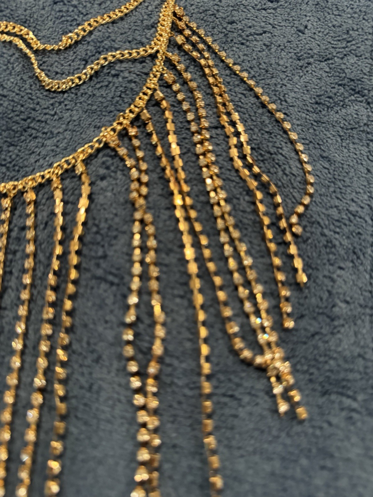Avant Garde Fringe Necklace Gold Pearl Crystal NWOT