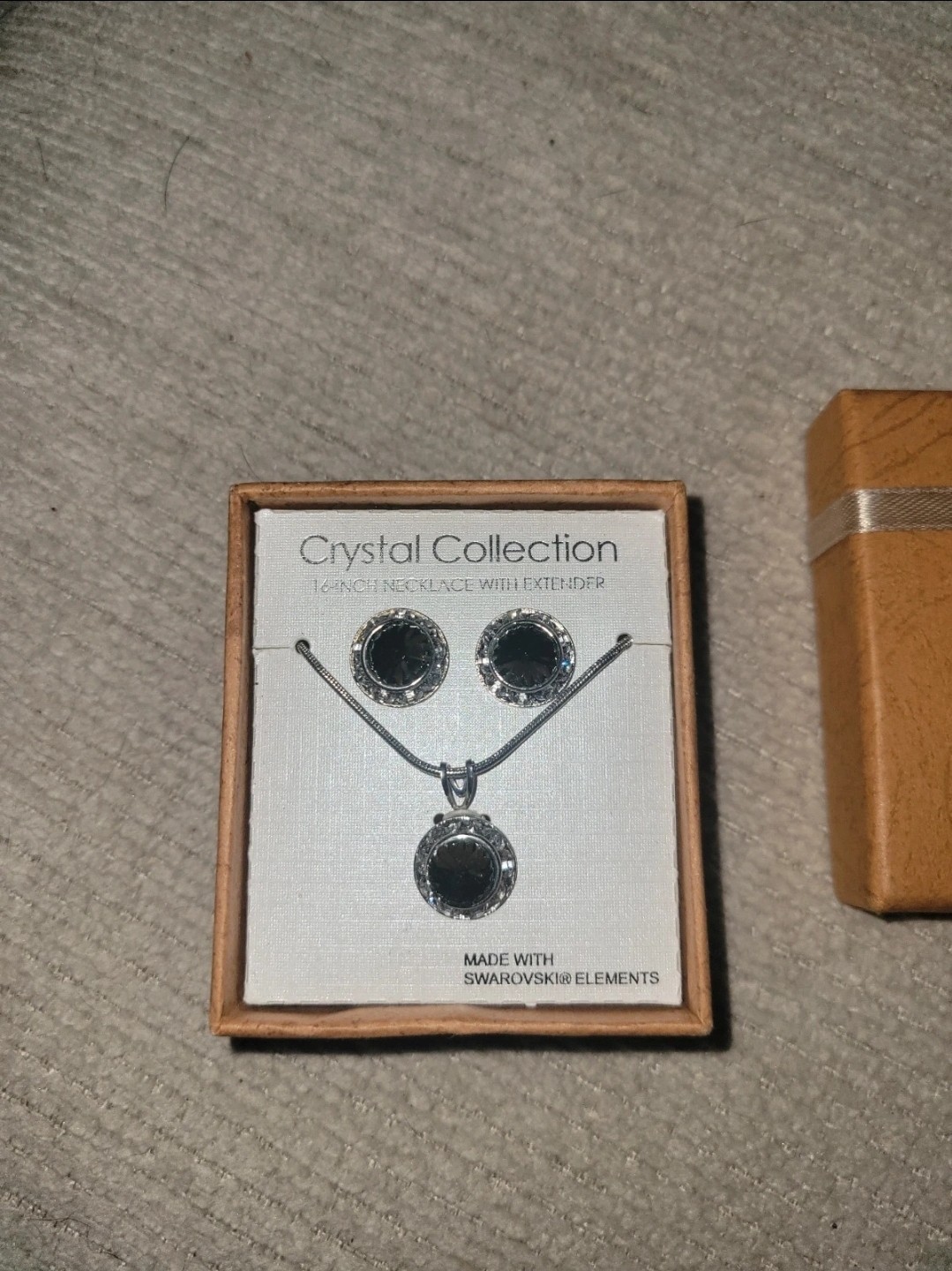 Crystal Collection Swarovski Elements Black Crystal Necklace & Earrings
