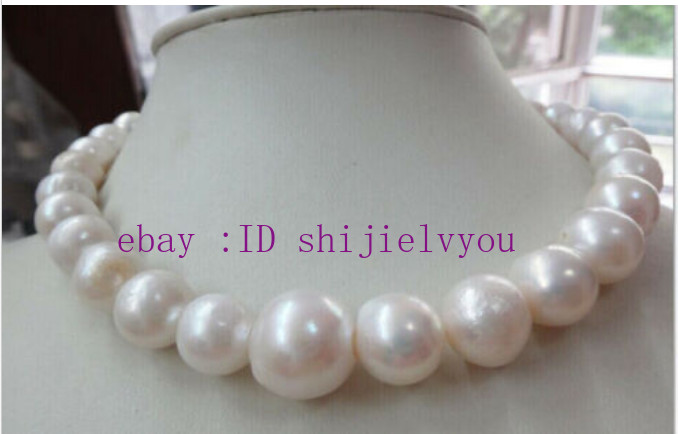 12-13mm natural south sea genuine white nuclear near round pearl necklace 18”