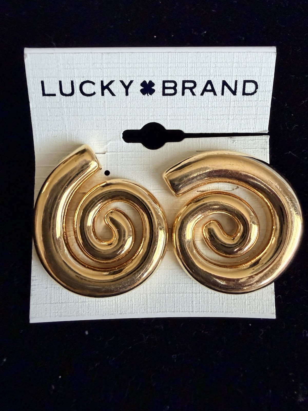 Lucky Brand Gold Tone Spiral Stud Earrings, Metal, Butterfly Back, Lobe