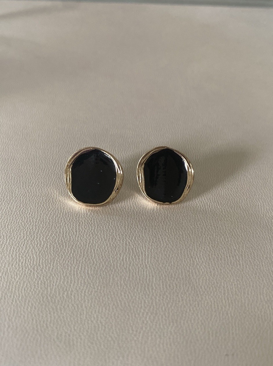 Black And Gold Tone Earrings