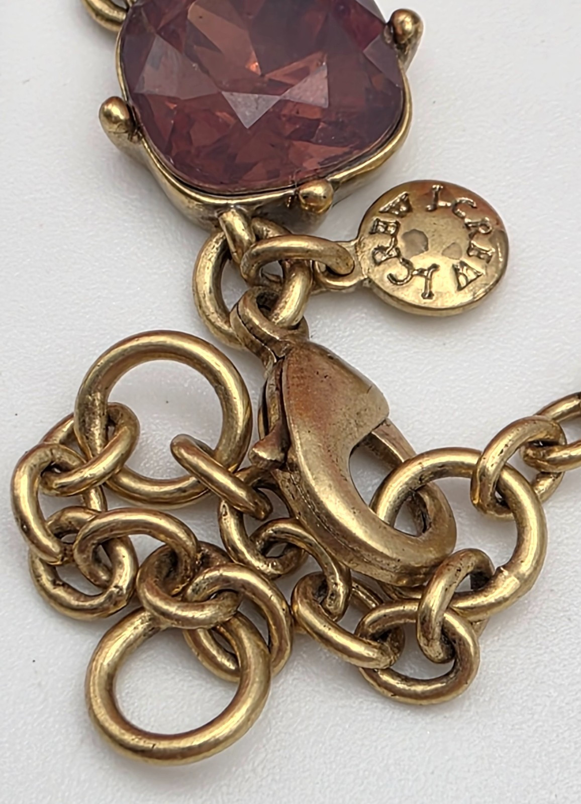 J.Crew Necklace Amber Swarovski Crystals Martha Gold Tone 19.5″ Rivière Style