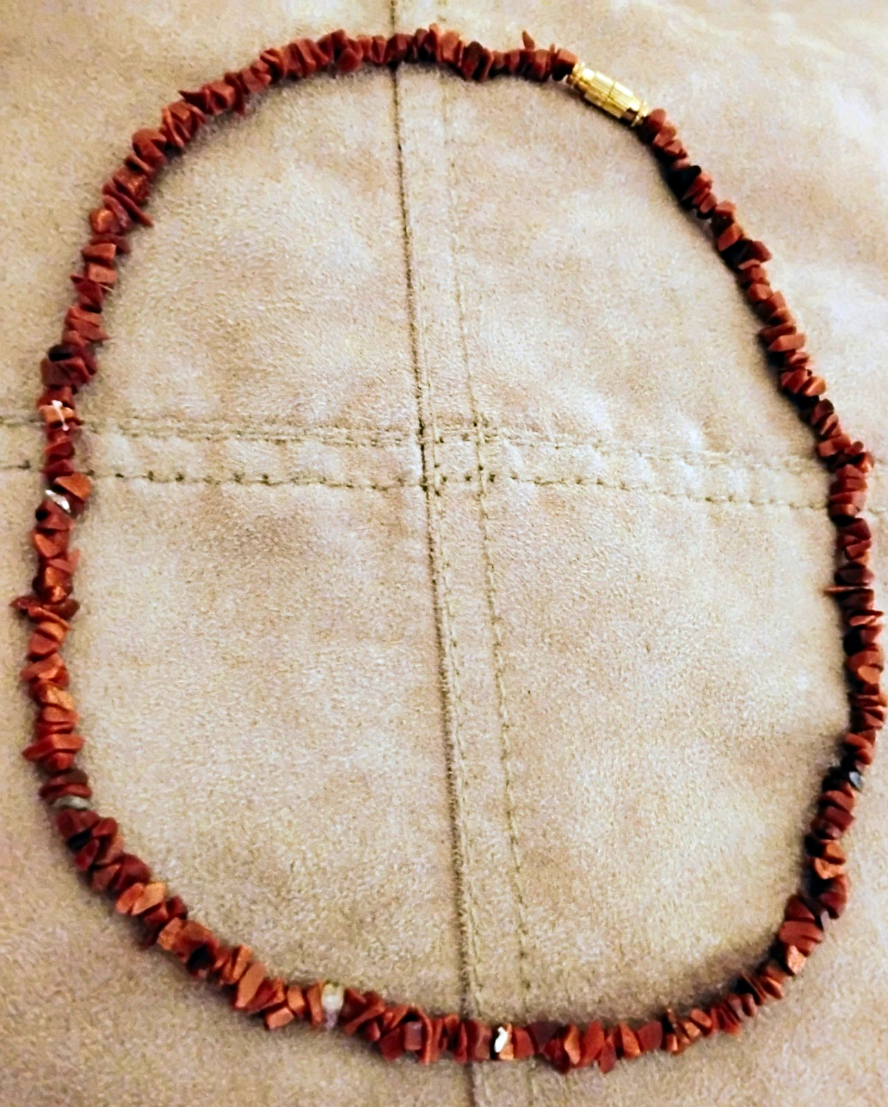 Brown Jasper Stone Necklace Ball/Bead Chain Beaded Pendant