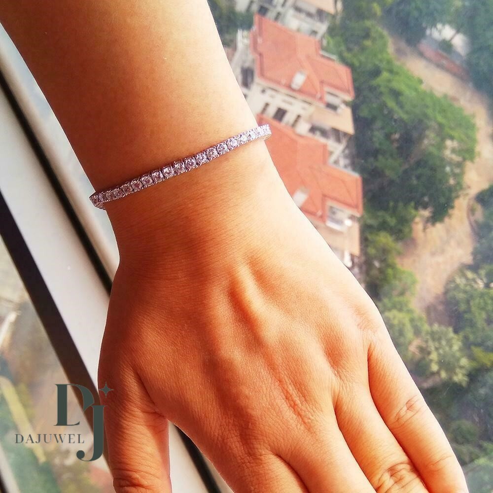 7′ Inch Long Tennis Wedding Bracelet Solid 14K White Gold 5 Carat Round Cut VVS1