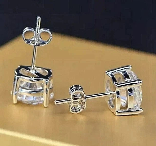 0.75CT Lab Grown Diamond stud Earing for women 925 Silver 14k White Gold Plated