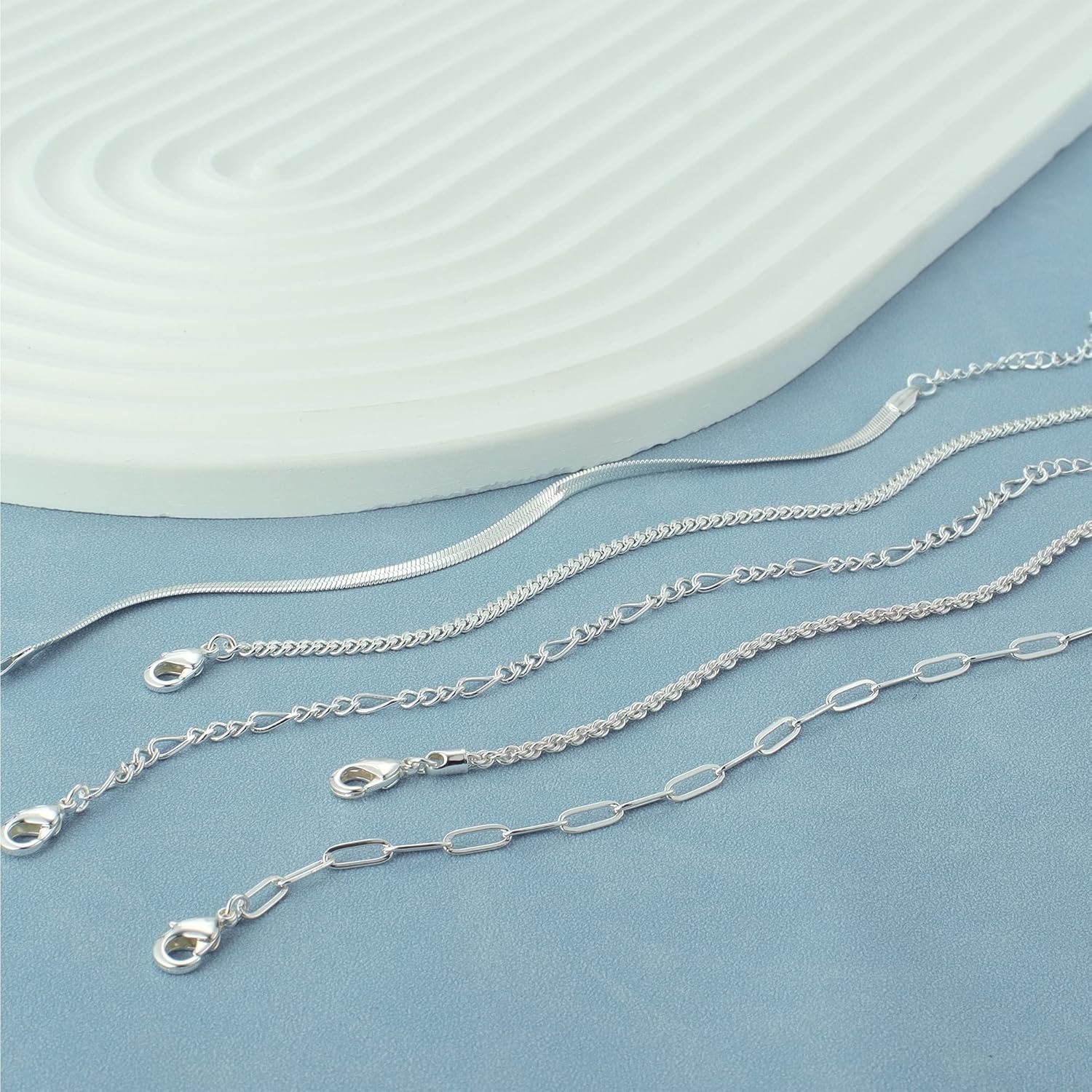AOZEL Ankle Bracelets for Women, 925 Silver 9 inch Average Size Ankle,