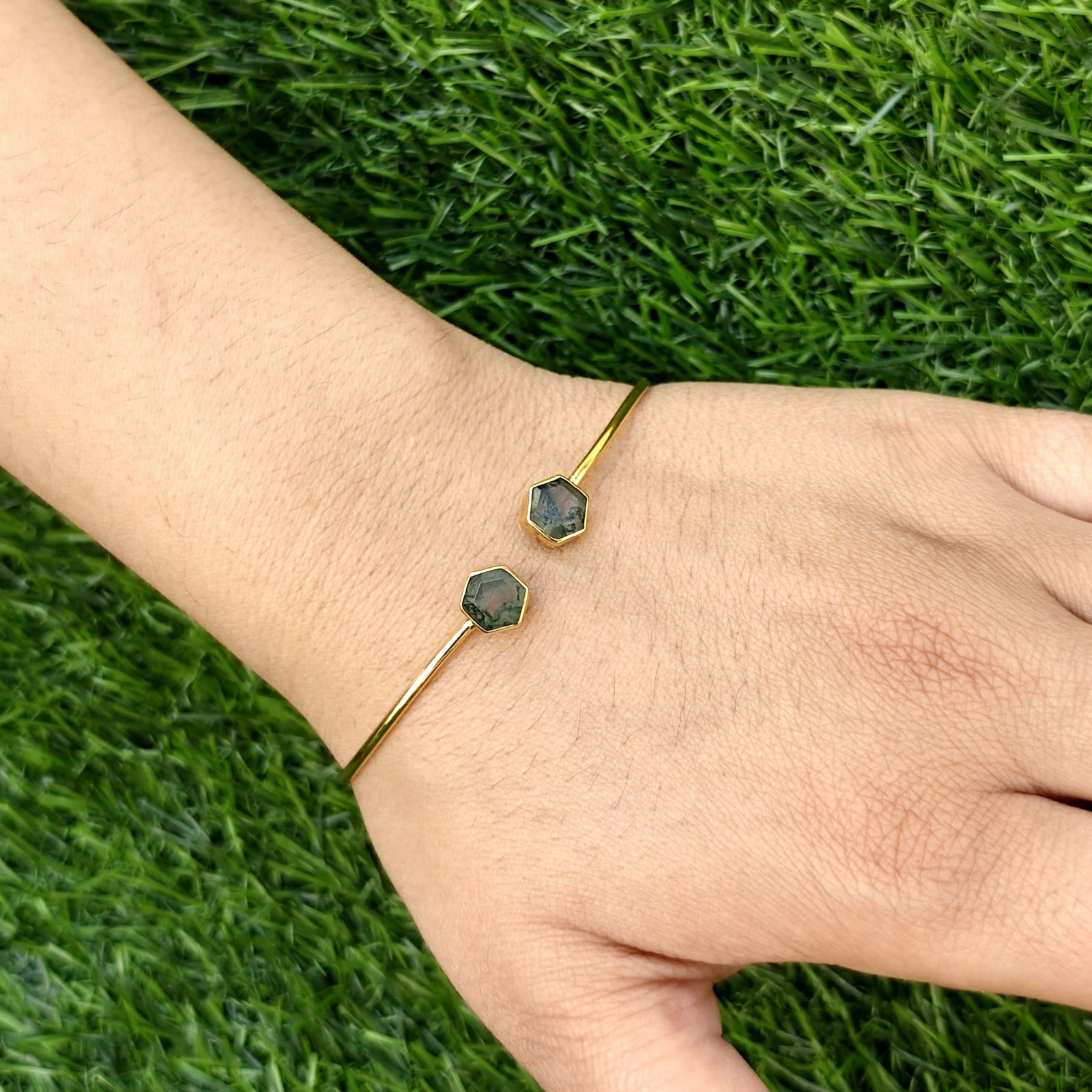 Handmade Multi Gemstone 18k Gold Plated Adjustable Stackable Jewelry For Gift