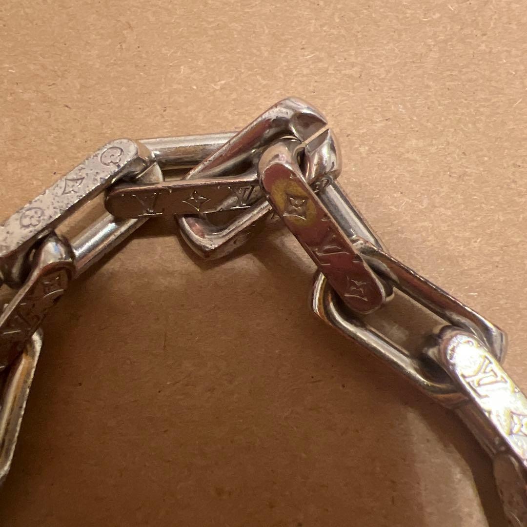 Louis Vuitton M64223 Monogram Chain Link Bracelet Size M Silver Tone Metal