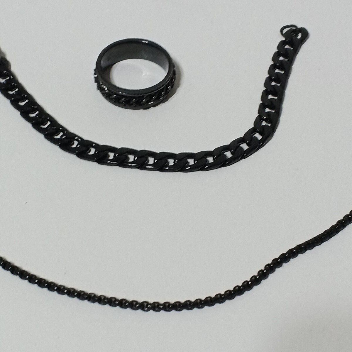 3pcs Men Jewelry Set Black Brass Plated Streetwear Hip Hop