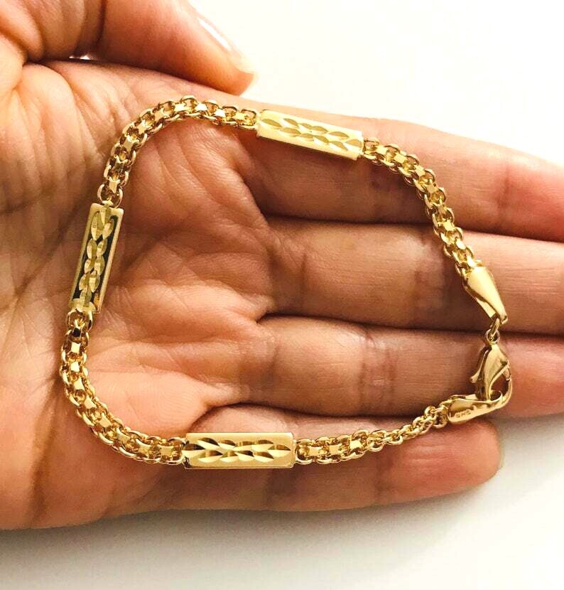 18K GOLD PLATED BISMARK BRACELET 7.25″ ADULT/ PULSERA GOLD FILLED 7.25″ – B90