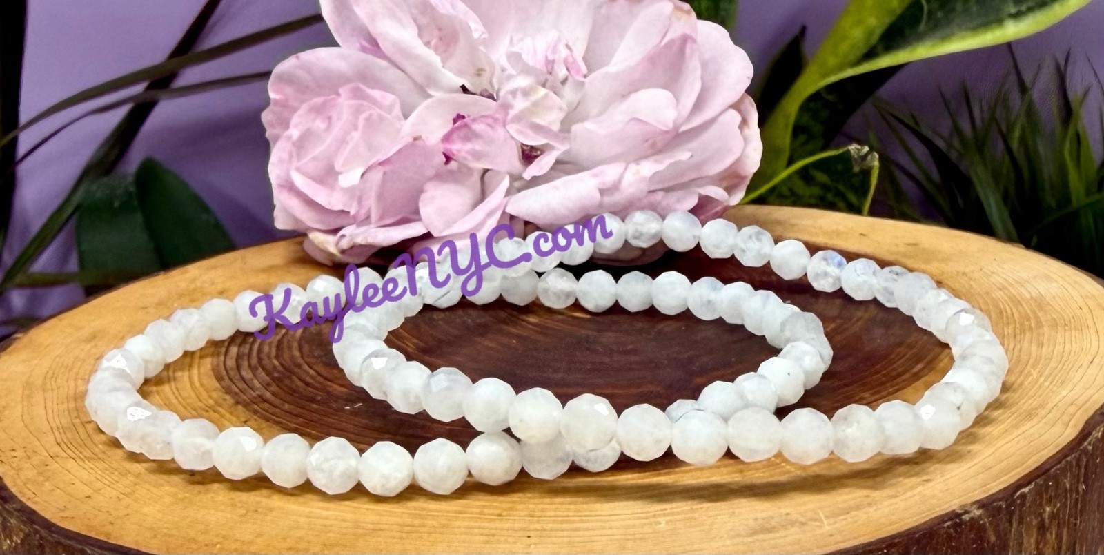 Wholesale Lot 6 Pcs Natural Faceted Moonstone 4mm 7.5” Crystal Stretch Bracelet
