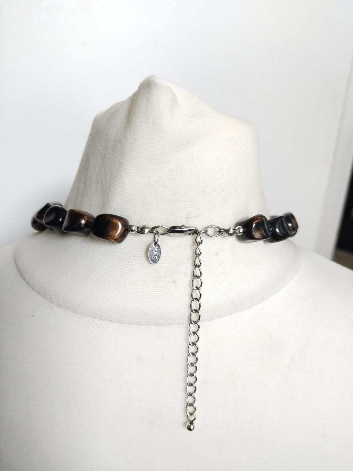 Black Gold Marble Effect Mixed Shapes Plastic Beads Graduated Necklace