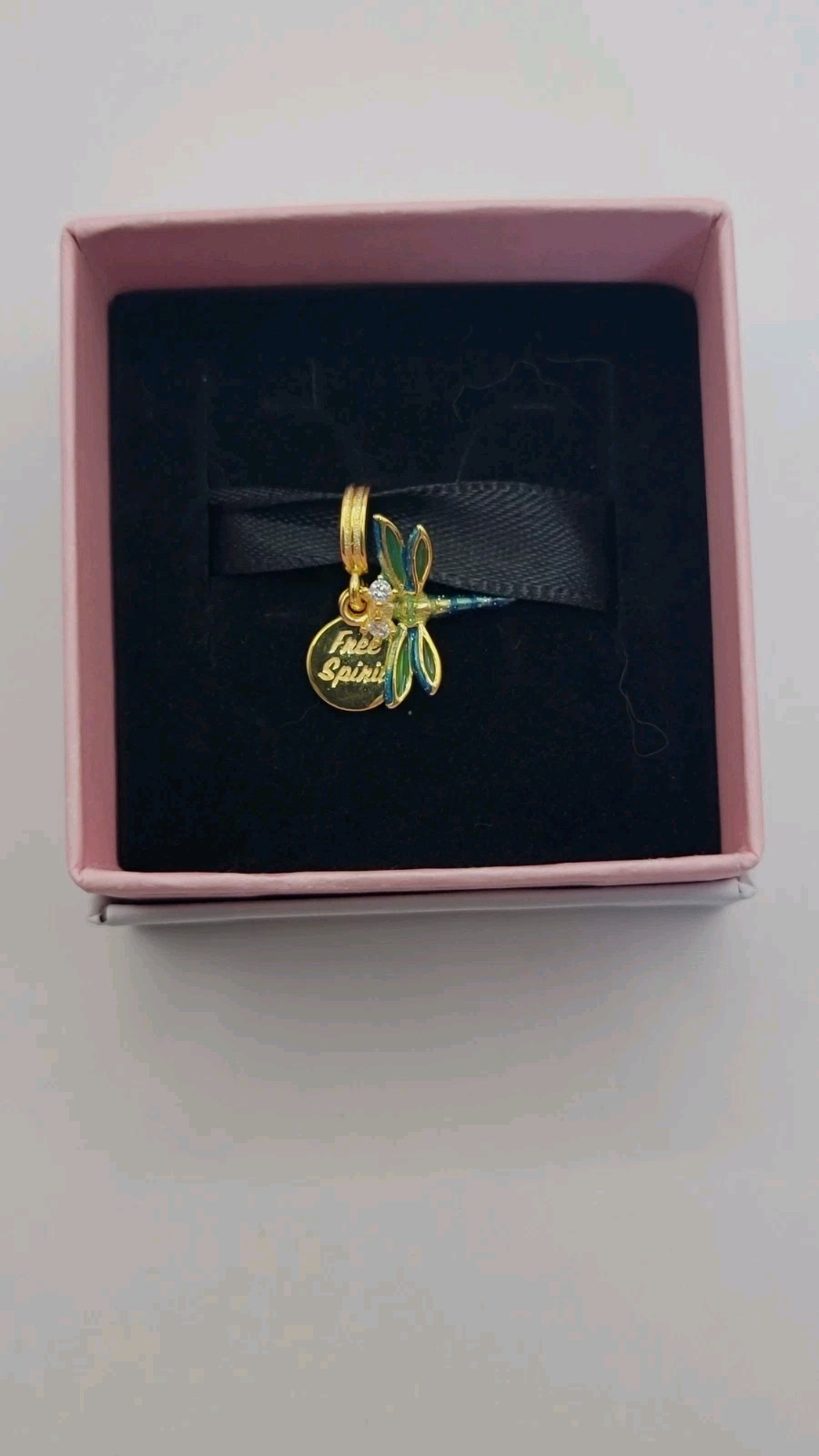 New Pandora Gold-plated Dragonfly Double Dangle Charm S925 ALE Free Spirit w box