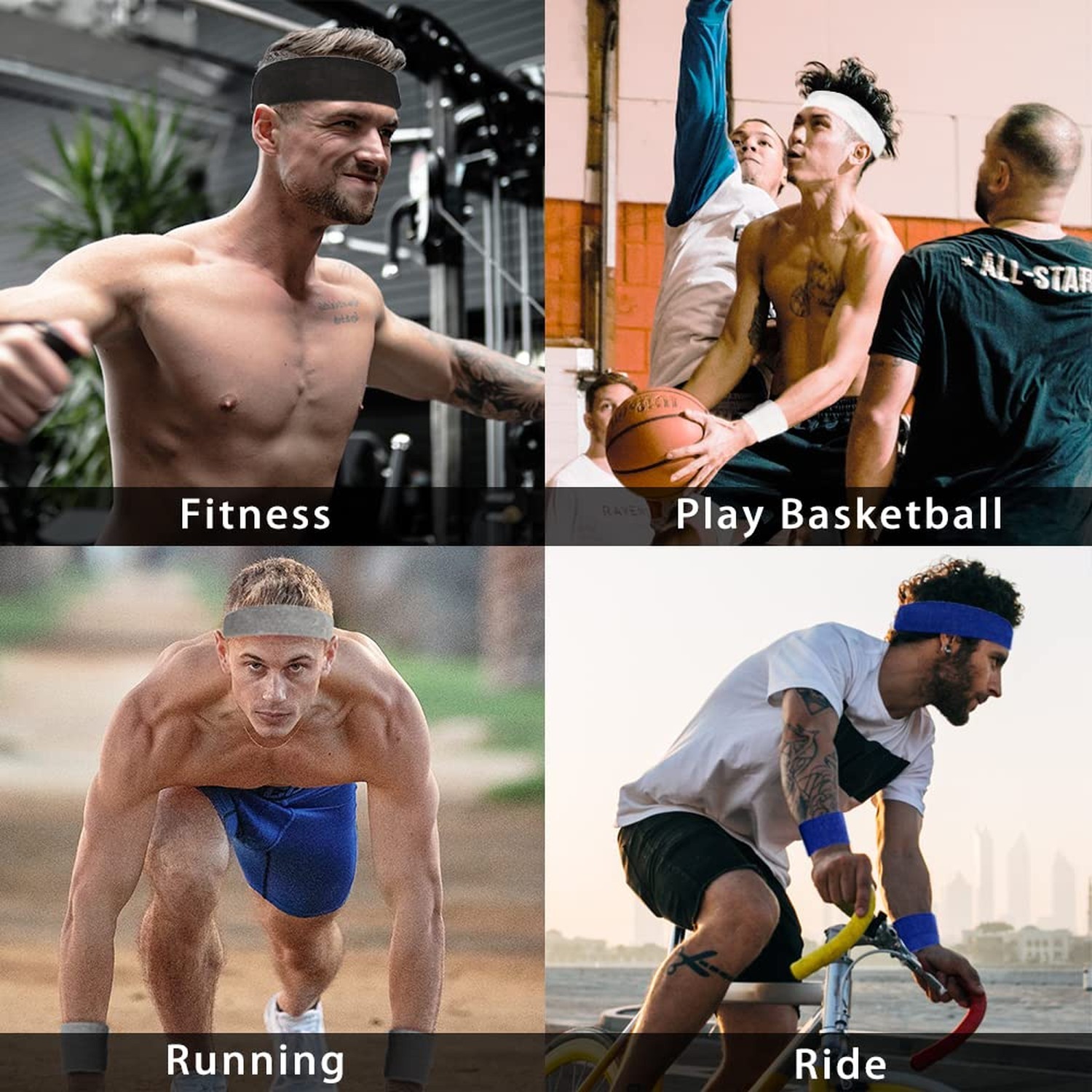 Sports Sweat Bands for Men -12 Pack Sports Headband and Wristbands, Sweatband…