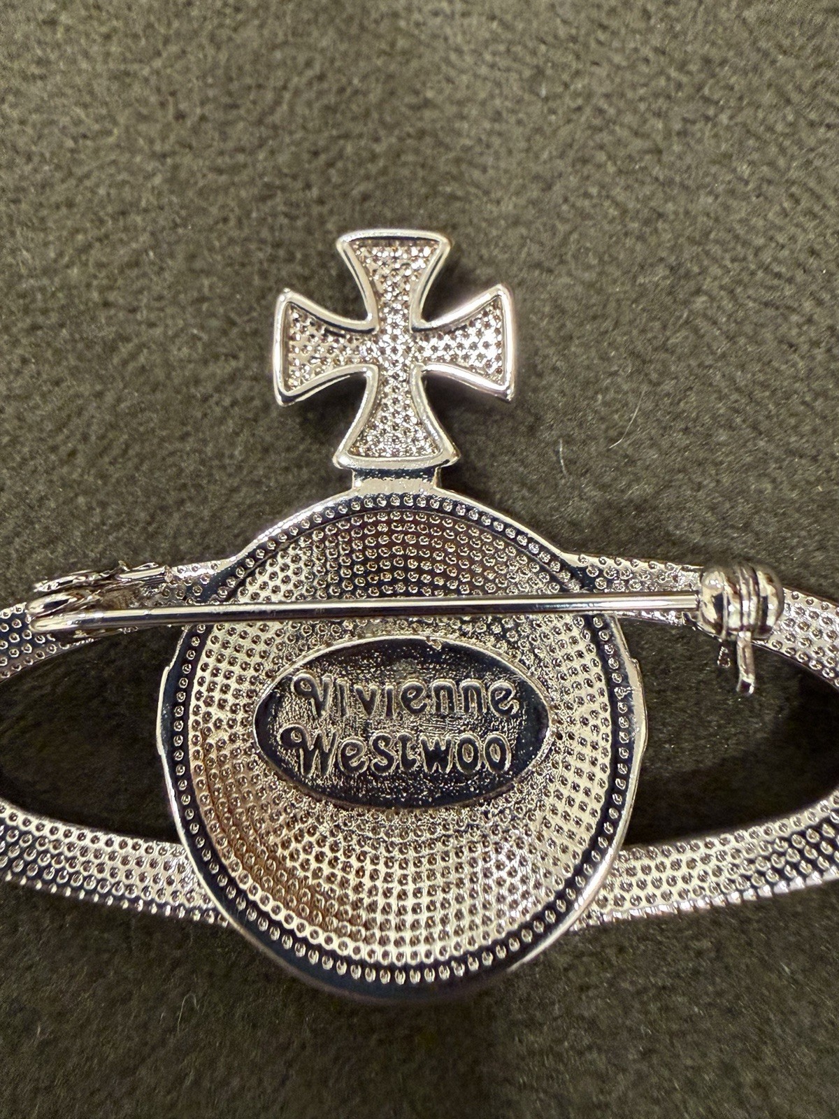 Vivienne Westwood Crystal Orb Brooch Pin Silver Tone Rhinestone Authentic 2”