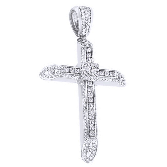 5.04 Ct Round 14K White Gold Plated Men’S Cross Pendant Jewelry