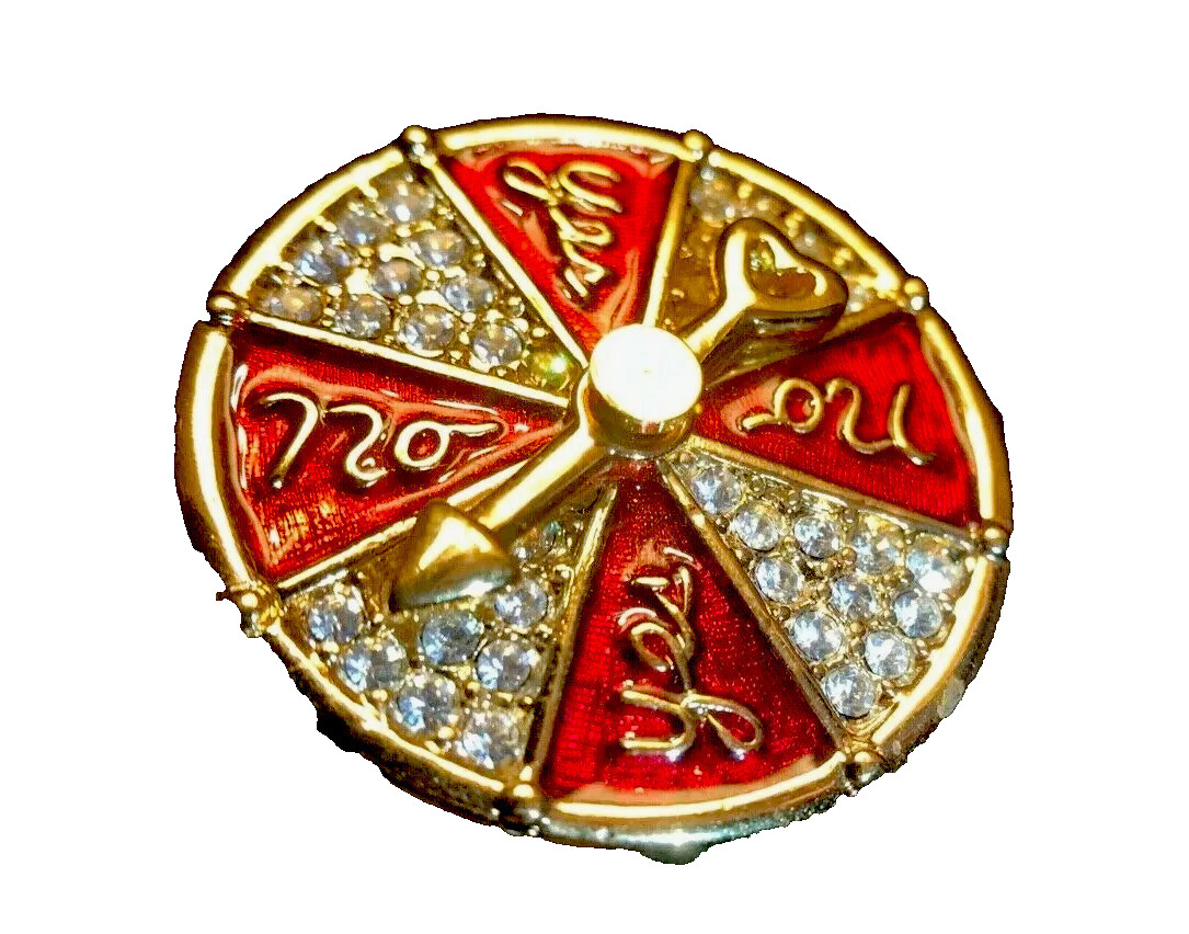 Swarovski Signed Crystal Las Vegas Casino Roulette Wheel Brooch Pin