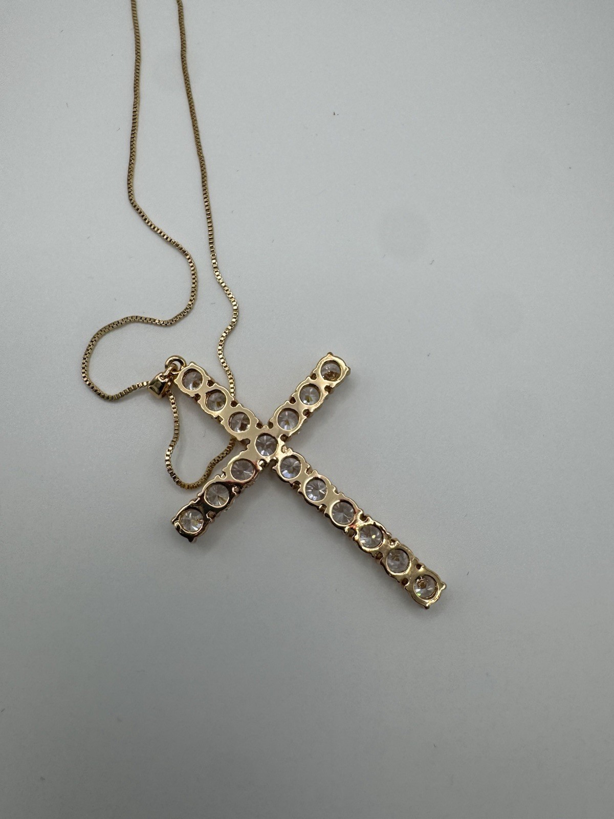 Gold Toned, 26 Inch Large Cubic Zirconium Cross Necklace, Unisex, Iced Out