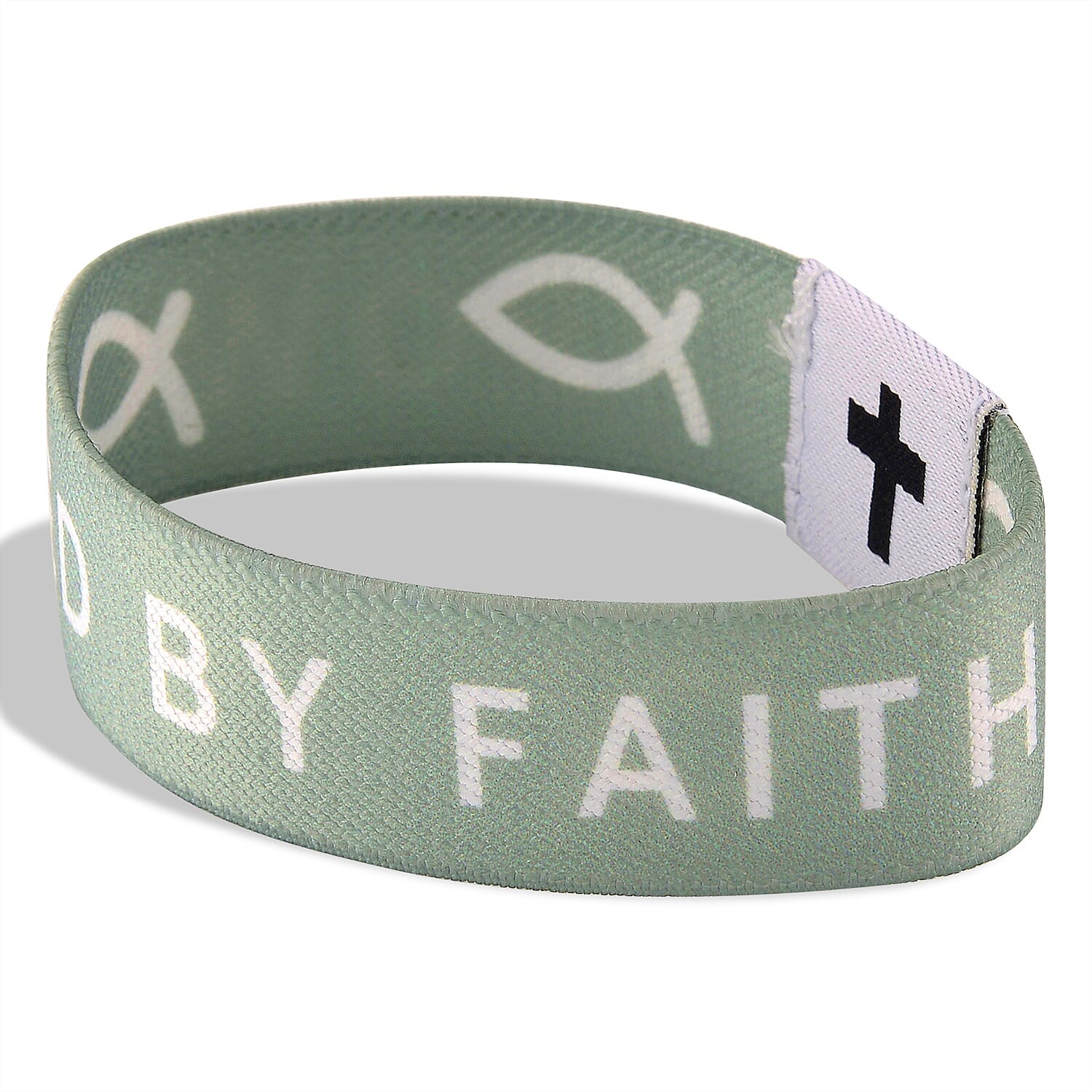 NFC Scan Daily Bible Verse Polyester Stretch Bracelet – Green 7-8In