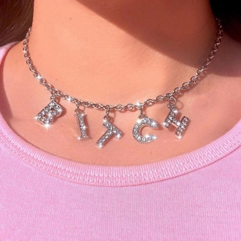 Letter Bitch Pendant Necklace Girls Daddy ANgel Necklaces Choker Women Jewelry