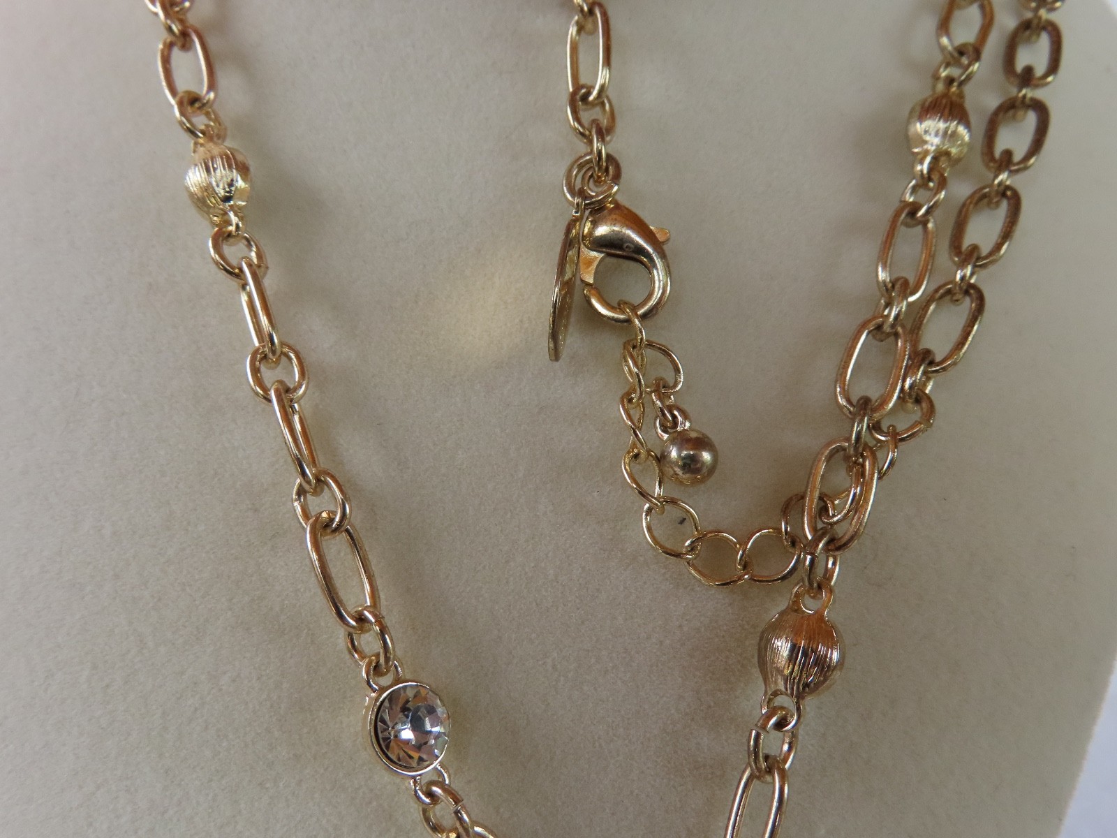 White House Black Market Silver And Gold Tone Rhinestone Pendant Necklace